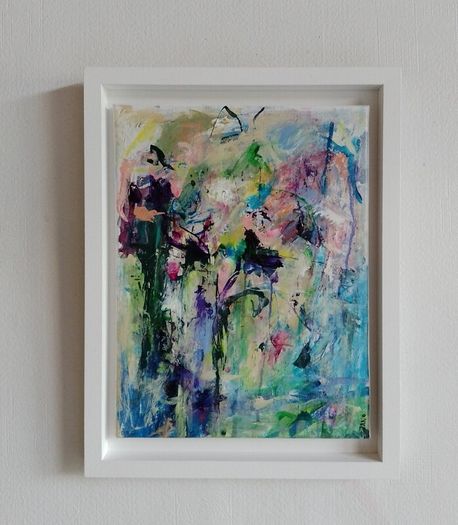 Original Abstract Painting Framed Original Floral Landscspe Garden