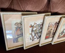 4 Vintage Original Framed Hummel Print Postcards