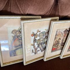 4 Vintage Original Framed Hummel Print Postcards