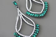 Emerald Stone Crystal Dangle Earrings