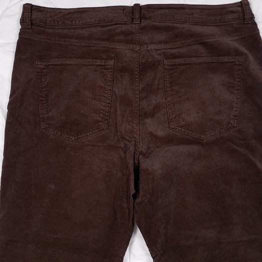 Marks & Spencer Dark Chocolate Brown Corduroy Front Pocket Flared Leg Trousers 20UK/48EU