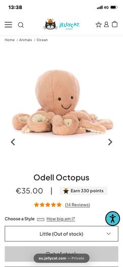 New JELLYCAT Little Maya Octopus