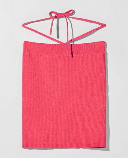 Pink Mini Skirt With Straps At Waist, BERSHKA, size M