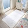 60x120cm, White Runner rug for Bedroom, Washable Anti Slip Fluffy Rug Shaggy Soft Modern Floor Carpets Mat Beside Rugs for Kids Hallway Living Room Image 3