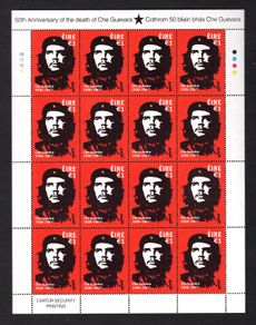 2017 Ireland The 50th Anniversary of the Death of Che Guevara, 1928-1967 Commemorative Stamp Sheetlet Plate 1A1A1A1A Mint Never Hinged (MNH)