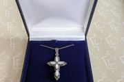 Silver Moon stone Marcasite Reverent Cross