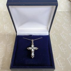 Silver Moon stone Marcasite Reverent Cross