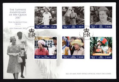 2017 Isle of Man The Sapphire Anniversary of HM Queen Elizabeth II Commemorative Stamps First Day Cover (FDC)
