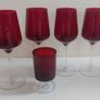 Fabulous Set of Four Hand Blown Ruby Red/Clear Stemmed Large Universal Shaped Wine Glasses in Excellent Condition Image 7