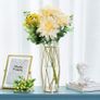 Glass Vase for Flowers Gold, Modern Large Vases for Pampas Grass with Geometric Metal Rack for Artificial Fake Living Room Dining Table Decoration Wedding Centrepiece Ornaments, 26cm Height Image 2