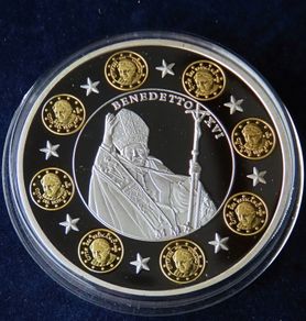 Pope Benedict XVI Vatican city plated Silver and Gold gilt Proof