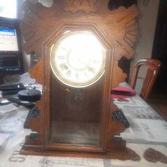 Antique Victorian 19th century AMERICAN GINGERBREAD CLOCK made by Ansonia Buffalo Postage Available