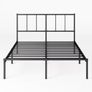 Double Bed Frame with Headboard 4ft6 135 x 190 cm 14 Height Metal Bed Base with Steel Slat Support  Storage Space Underneath - Modern Design - Easy Assembly - Black Image 5