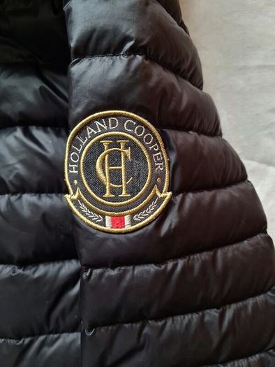 Holland copper down puffer jacker Size medium Pit to pit 20" black Hooded in good condition