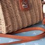 Faux Prada wicker/paper and PU leather shoulder bag Image 2