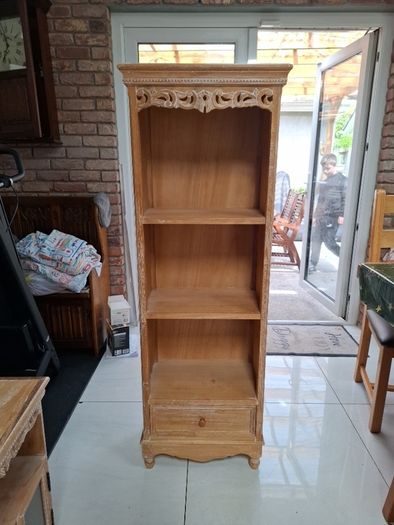 limed oak shelves and wall unit