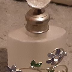 Nice glass and white metal perfume bottle