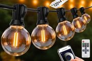 G40 Festoon Lights Outdoor Mains Powered 91.5M,APP &amp; Remote  2700K Dimmable Garden String Lights 120 4 Bulbs IP44 Waterproof 24V Low Voltage Led Lights for Wedding Patio Cafe Gazebo