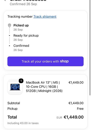 MacBook Air 13 M5  16GB 512GB  Midnight