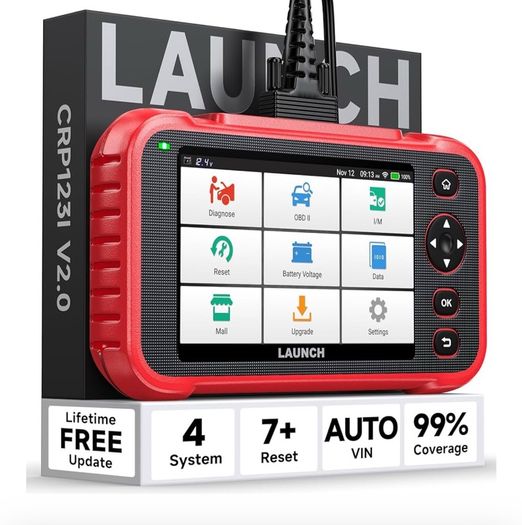 2026 Launch CRP123X v3.0 is the 4-System Diagnostic Code Reader For Engine, ABS, Airbags and Automatic Transmission. Has 7 Service Functions: Oil Reset, SAS Reset, Elec. Throttle Adaptation, ABS Bleeding, BMS Reset, DPF Regen.for cars and vans