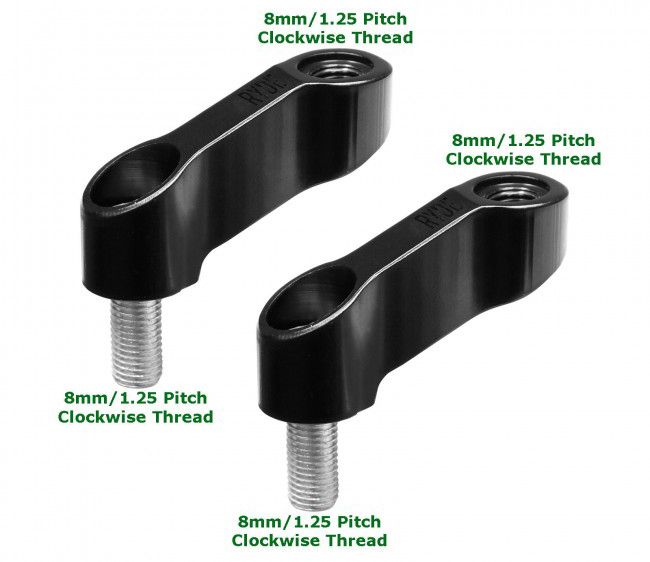 Motorcycle M8 Mirror Raiser/Extender Adaptors - Black