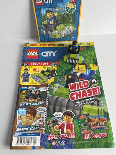 LEGO CITY magazine with minifigure and lawnmower