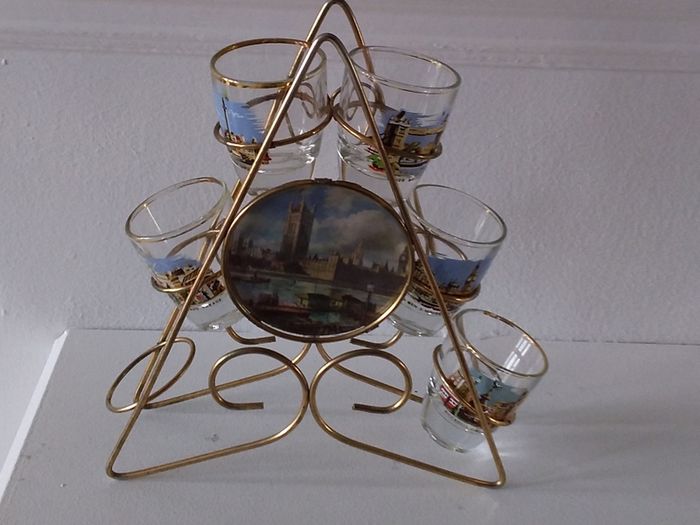 Vintage Souvenir Shot Glasses - Scenes of London - 1960s