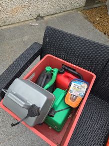 5 litter fuel cans and tow strap