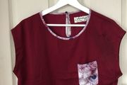 Maroon Tshirt with Decorative Pocket
