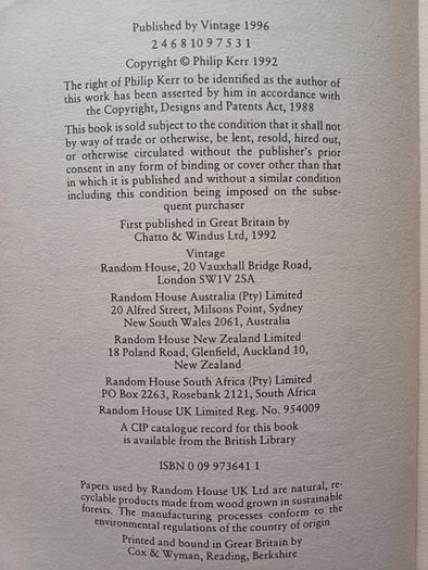 A Philosophical Investigation by Philip Kerr (Crime Thriller Paperback 1996)