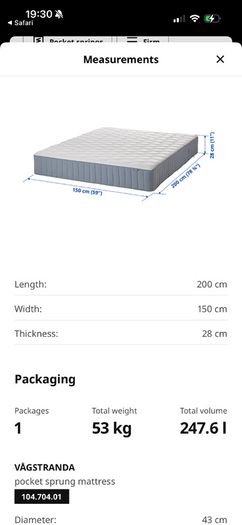 Ikea Vagstranda Kingsize Mattress