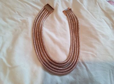 necklace  5 strand metal in rose gold colour