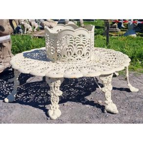 Cast Iron Tree Bench White CH-717-W