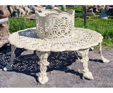 Cast Iron Tree Bench White CH-717-W