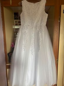 communion dress, veil and headpiece