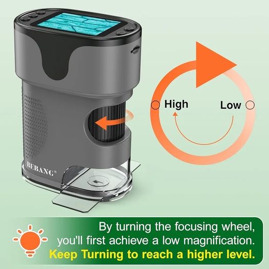 1000X Handheld Digital Microscope for Kids - 4K 2.0" Screen, Rechargeable Mini Labster Portable Pocket Scope, Includes Slides Kit - Science Gadget Edu Gift for Children Ages 4-12 (Grey)