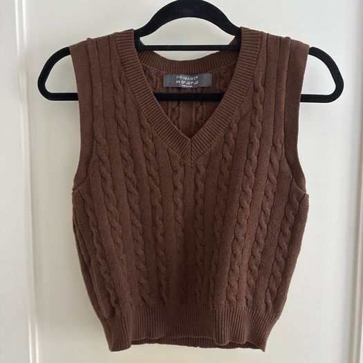 Brown cable knit vest Primark