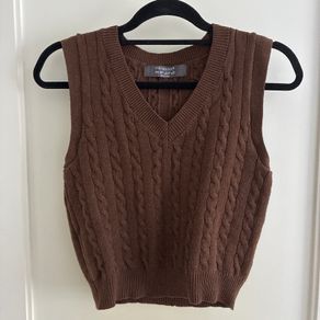 Brown cable knit vest Primark