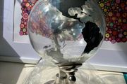 Glass Globe with Silver Effect on Metal Stand