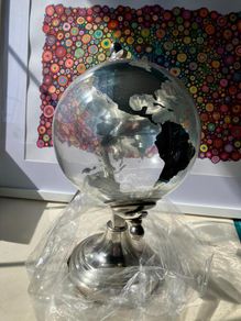 Glass Globe with Silver Effect on Metal Stand