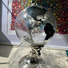 Glass Globe with Silver Effect on Metal Stand
