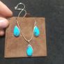 Vintage Sterling Silver Turquoise Teardrop Pendant Necklace & Earring Set Boxed Image 2
