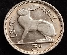 Ireland - 1968 - 3 Pence - Hare - KM.12a - UNC+ - [248]