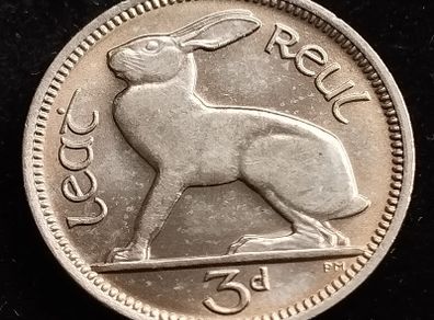 Ireland - 1968 - 3 Pence - Hare - KM.12a - UNC+ - [248]