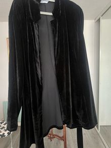 Ladies Size 22 soft Black Velvet Jacket with tie belt