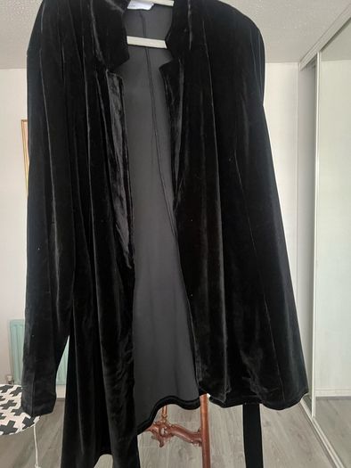 Ladies Size 22 soft Black Velvet Jacket with tie belt