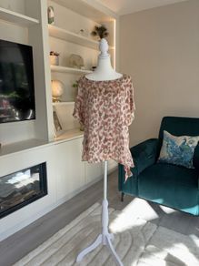 Ladies Pink and Brown Leopard-print Short-sleeve Blouse from Dunnes Stores