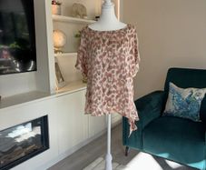 Ladies Pink and Brown Leopard-print Short-sleeve Blouse from Dunnes Stores