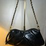 Marc B black faux patent croc shoulder bag clutch with detachable chain strap Image 2