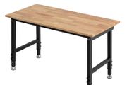 Heavy Duty Adjustable Workbench 680 kg Capacity Oak Wood Top Workbench with 67-102 cm Height Adjustment